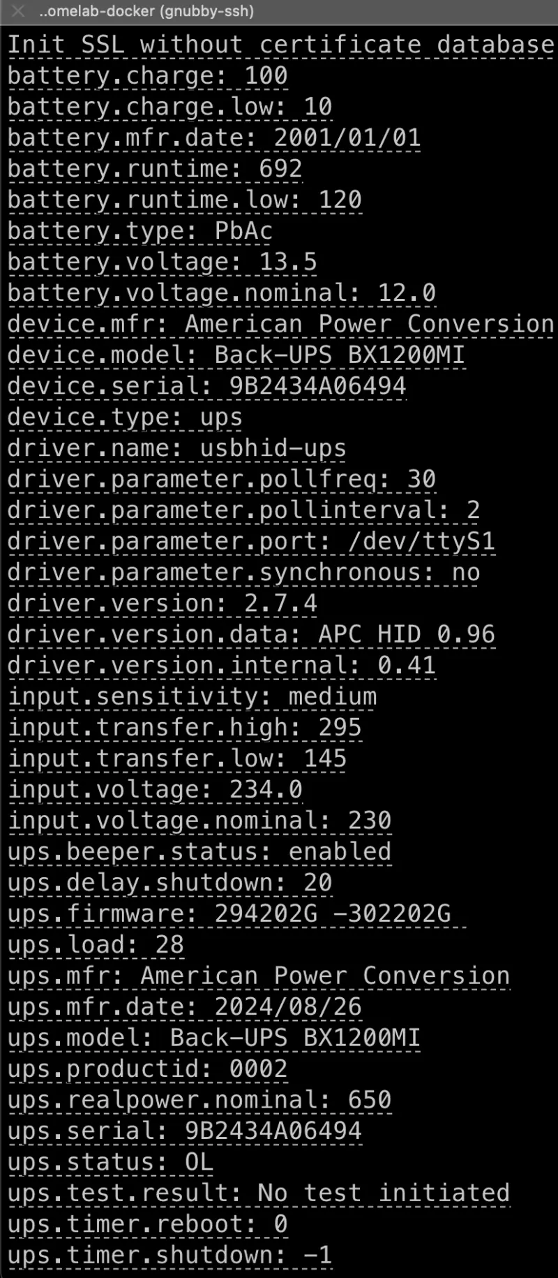 Sucesful query of upsc from NAS